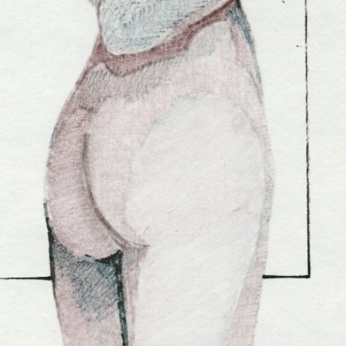 Eugène Eechaut met een tekening gemengde techniek