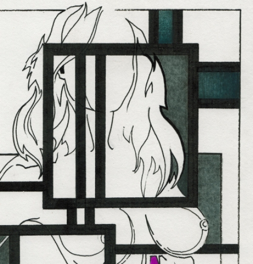 Eugène Eechaut met een tekening gemengde techniek