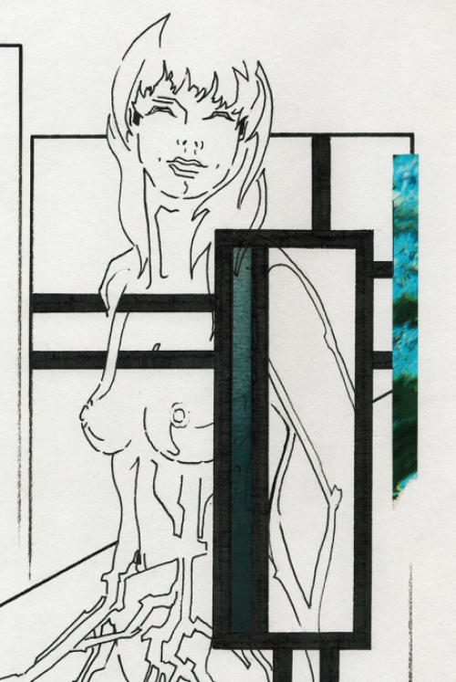 Eugène Eechaut met een tekening gemengde techniek