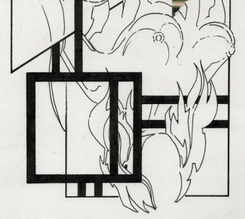 Eugène Eechaut met een tekening gemengde techniek