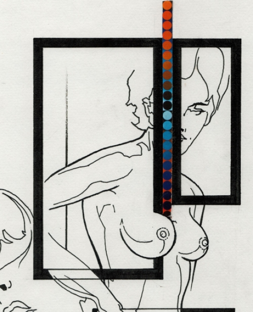 Eugène Eechaut met een tekening gemengde techniek