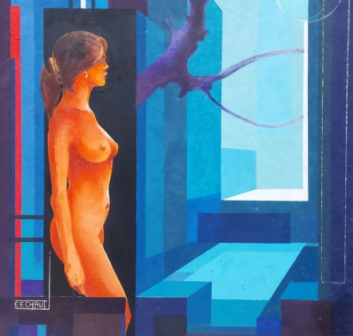 Eugène Eechaut en een naaktschilderij