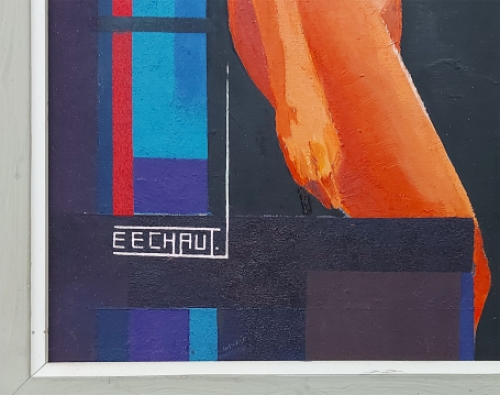 Naakte dame voor het 