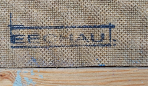 Blauw Paars abstract schilderijtje 1971