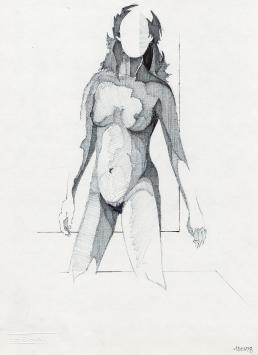 Tekening, gemengde techniek van de Belgische tekenaar Eugène Eechaut