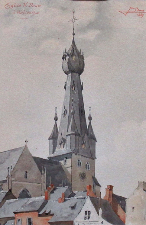 Waterverfschilderij van de Belgische kunstenaar Jean Baes