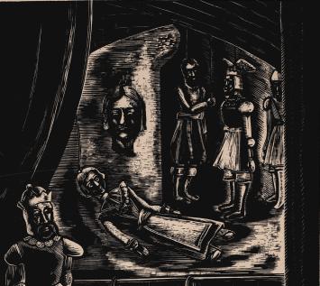 Elsa Courtoit  met een houtdruk