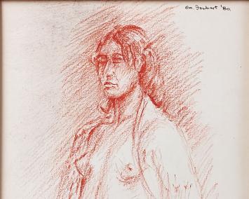 Naakttekening in rood krijt van Emiel Foubert