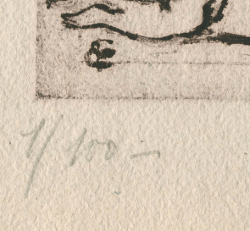 De Belgische etser Emile Baes met een ets