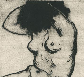 De Belgische etser Emile Baes met een ets