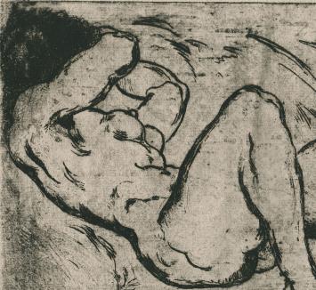 De Belgische etser Emile Baes met een naaktets