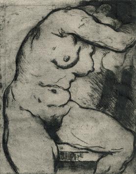 Gesigneerde ets van Emile Baes