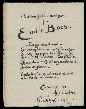 Eaux Fortes - monotypes par Emile Baes 1946 6/100