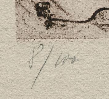 De Belgische etser Emile Baes met een ets