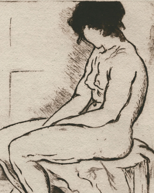 De Belgische etser Emile Baes met een ets