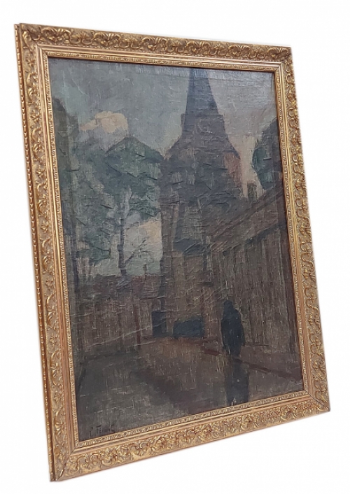 Stadsgezicht met kerk