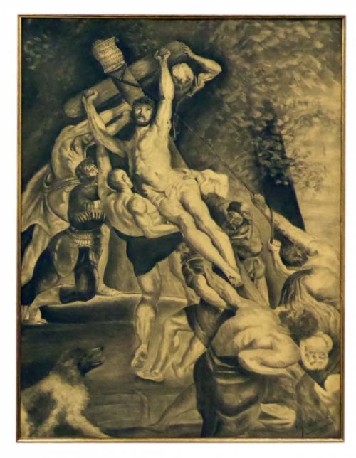 Religieuze prent van kunstschilder uit Deurne Emile Geudens