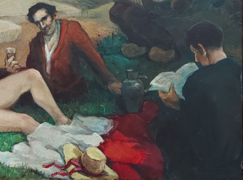 Le déjeuner sur l\'herbe door Emile Mortier