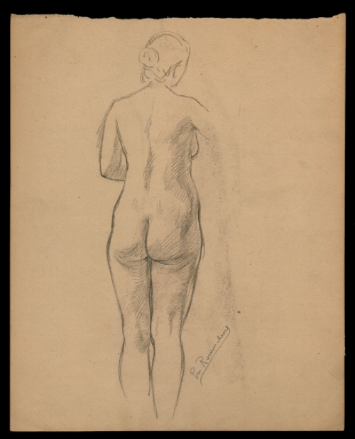 Naaktstudie van de Belgische tekenaar Emile Rommelaere