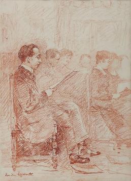 Emile Lecomte , Belgische kunstenaar met een tekening