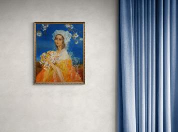 Dame met ruiker in de handen – Oil on canvas – Karel Van Belle – 1942