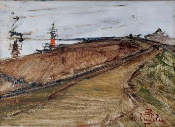 Schilderij, De Schelde van de kunstschilder R. Engelen kopen
