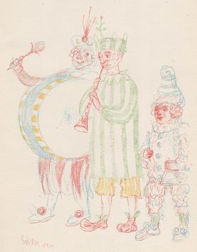 Litho van James Ensor uit 1929, Musiciens