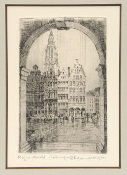 Belgische etser R. Malfliet met een ets