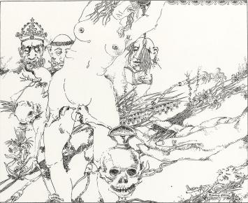 Belgische etser Ronald Ergo met een naakt ets