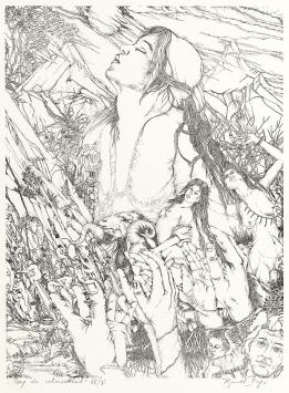 Ronald Ergo met grafisch werk uit 1979