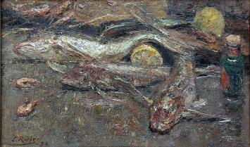 Stilleven met vis en schelpdieren van Ernest Rocher