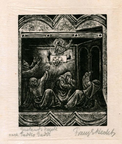 Houtsnede van de Duitse kunstenaar franz Emanuel Hecht