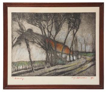 Opgehoogde litho van de Belgische graficus Alfons Blomme kopen