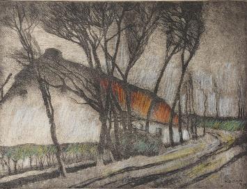 Opgehoogde litho in een kader van Blomme uit 1919