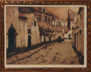 Begijnhof, ets van de Belgische kunstenaar Julien Célos kopen