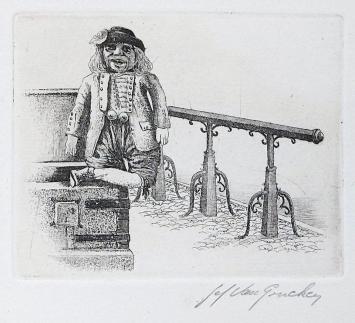 Jef Van Grieken met een fijn kunstwerkje op papier
