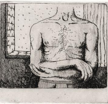 Luc Piron met een fijn kunstwerk op papier