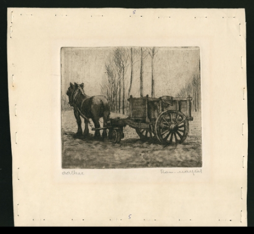 Belgische etser R. Malfliet met een ets