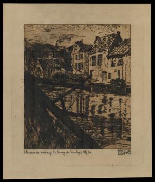 Gesigneerde ets van de Belgische etser François Pycke (Frans)