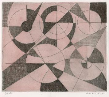 Een gesigneerde abstracte ets van Léon Smets