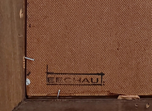 Blauw Paars abstract schilderijtje 1971