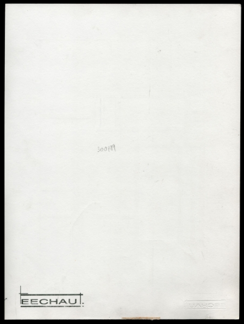 Eugène Eechaut met een tekening uit 1989