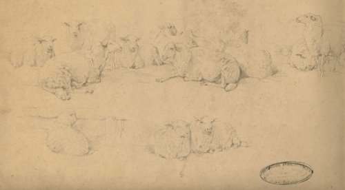 Kunstwerkje van Eugène Verboeckhoven met schapen