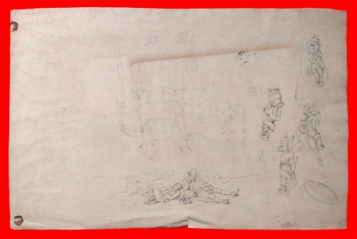 Eugène Verboeckhoven met een groot schetsblad