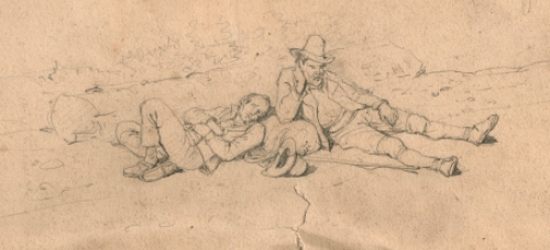 Potloodschets A voor en achter