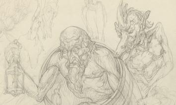 Edmond Van Dooren met tekening op papier