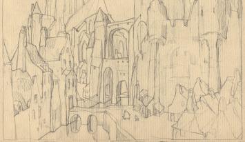 Futuristische gebouwen van E. Van Dooren