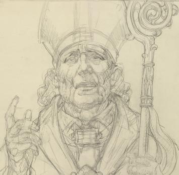 Edmond Van Dooren met tekening op papier