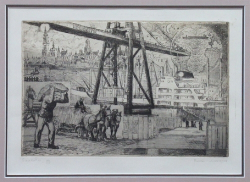 Belgische etser Romain Malfliet met een ets