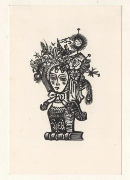 Belgische grafica Nelly Degouy met een grafisch kunstwerkje